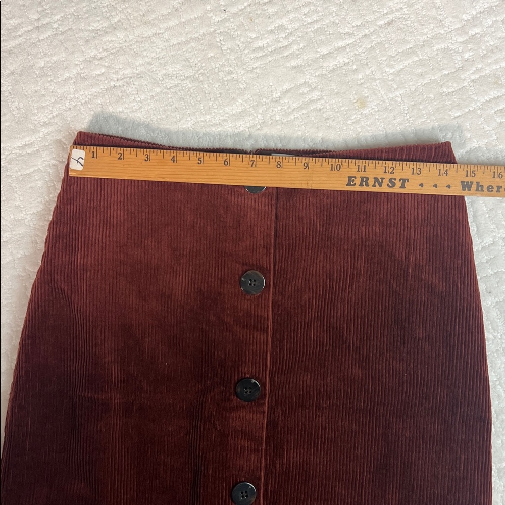Simons Contemporaine corduroy rust brown lined button accent pencil skirt 4 - Picture 4 of 8